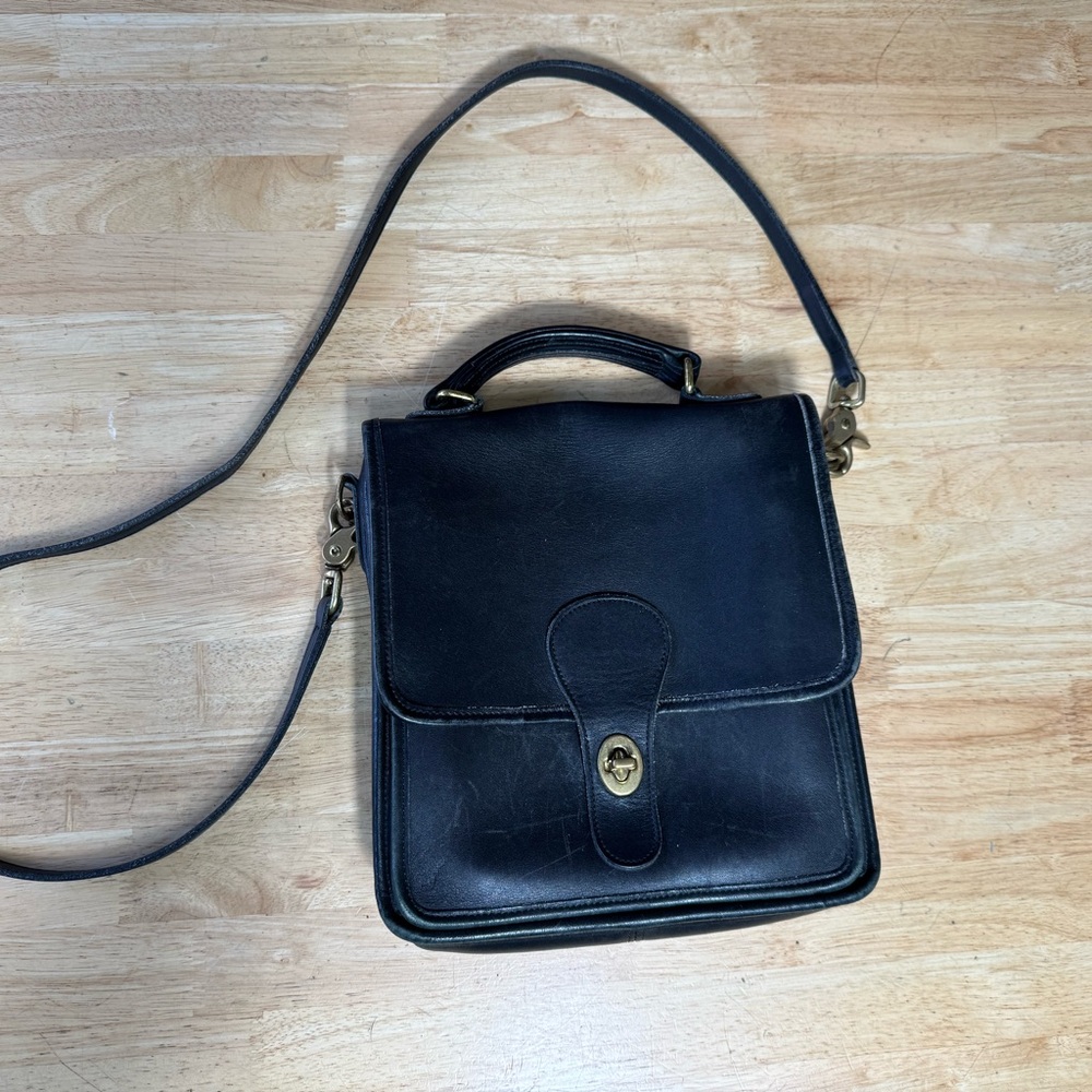 Vintage Coach Crossbody Black Leather Bag